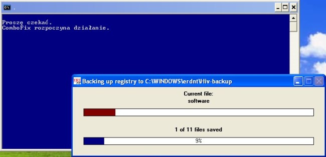 ComboFix tworzy kopi zapasow rejestru