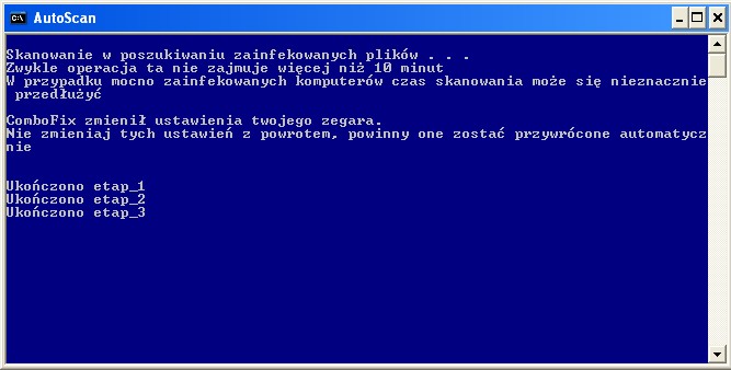 Etapy skanowania programu ComboFix