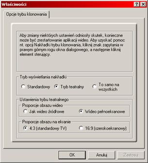 Opcje trybu klonowania